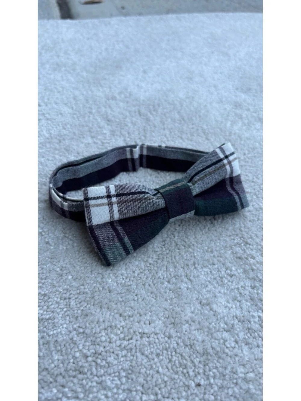 Green, Purple, Grey Plaid Bow tie With Adjustable Strap